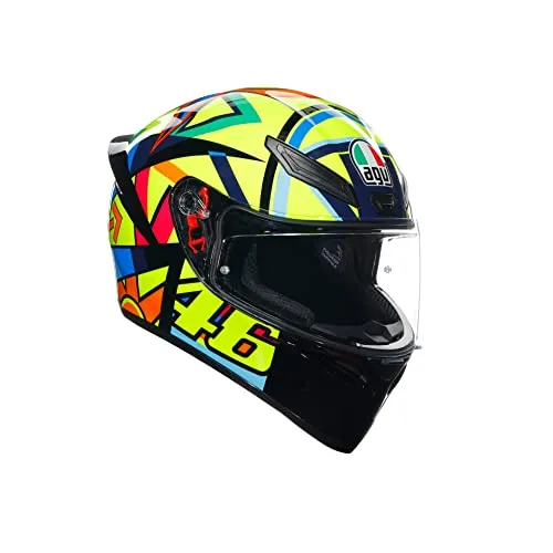 AGV K1 S Soleluna 2017 Integralhelm - Gelb/Blau/Rot, Größe L (59) - Motorradhelm mit optimaler Belüftung, kratzfestem Visier und ECE-Zulassung, ideal für Onroad-Fahrten und Unisex Erwachsene.