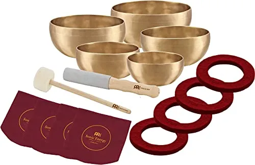 Sonic Energy Klangschalen Set Universal Series – 5-teilig für Meditation - Klangschalen Set für Meditation und Klangheilung, handgefertigt und ideal für Anfänger, inklusive Hülle, Filzring und Schlägel.