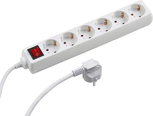 Meister Steckdosenleiste 6-fach - 1,4 m Kabel - weiß - Kunststoffleitung - IP20 Innenbereich - Schalter / Steckerleiste / Mehrfachsteckdose / Tischsteckdose / Tido 6-fach / 7430510