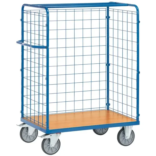 Fetra Paketwagen 8481-1 - Robuster Transportwagen bis 600 kg - Paketwagen mit Stahlrohrrahmen und Holzwerkstoffplatte, ideal für effizienten Transport. Hohe Tragkraft und praktische Gitterwände für optimale Stabilität.
