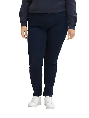 TOM TAILOR Damen Plussize Skinny Jeans - Stretch, Dark Dye Blue Denim, 48 EU - Stylische Plussize Jeans im Five-Pocket-Style mit Stretch-Anteil für optimalen Tragekomfort und Bewegungsfreiheit. Perfekt für jeden Anlass und in verschiedenen Längen erhältlich.