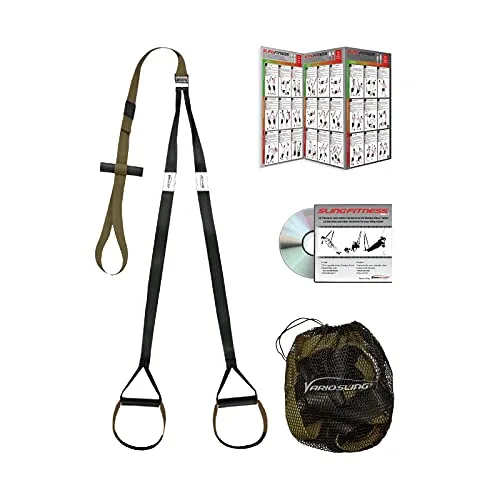 Variosling® Schlingentrainer Military Force Tactical - Grün Kaki - Schlingentrainer für Krafttraining mit Türanker, leicht und transportabel, ideal für effektives Training überall und jederzeit. Inklusive DVD und Trainingsposter für 76 Übungen!