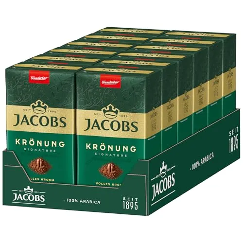 Jacobs Krönung Klassisch, gemahlener Kaffee 12er Pack - Gemahlener Kaffee mit unwiderstehlichem Verwöhnaroma, ideal für vollaromatischen Kaffeegenuss. Beliebt seit über 50 Jahren in Deutschland, Intensität 3 von 5 Bohnen, 12 x 500 g.