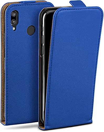 moex Flip Case für Huawei P20 Lite Hülle klappbar mit 360 Grad Schutz, Handyhülle mit Displayschutz, PU Leder Handytasche Lederhülle, Flip Case Cover Klapphülle, Dunkelblau