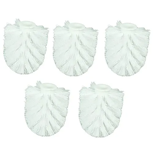 HRB Ersatzbürstenkopf, 5 Stück für Toilettenbürste in Weiß - WC-Bürsten & Halter, langlebige Ersatzbürsten mit feinem Gewinde für effektive Reinigung von hartnäckigen Verschmutzungen.