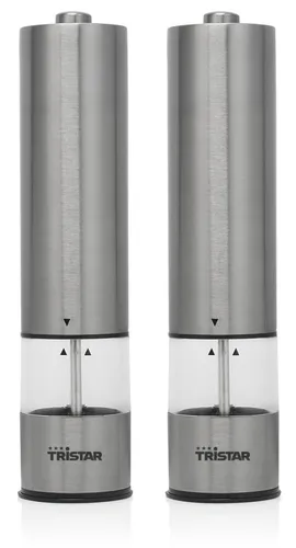 Tristar Elektrische Pfeffer- / Salzmühle PD-8880 2er Set aus Edelstahl
