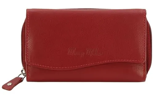 Money Maker Damen Leder Geldbörse - Großer Geldbeutel mit RFID-Schutz (Rot) - Damen-Geldbörsen mit formschönem Echt-Leder und RFID-Schutz für maximale Sicherheit Ihrer Daten - ideal für den täglichen Gebrauch und als Geschenk.