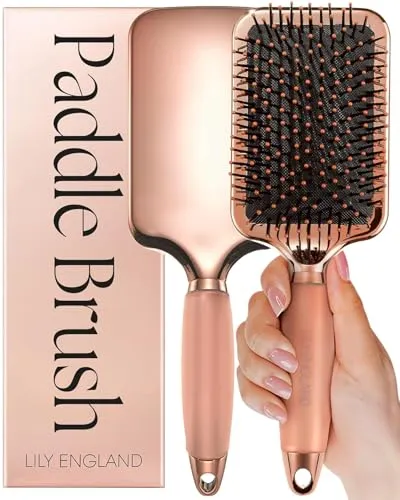 Haarbürste ohne Ziepen - Paddel Brush in Roségold & Schwarz - Haarbürsten für alle Haartypen: Entwirrt mühelos und sorgt für glänzendes, krausfreies Haar. Mit Soft-Gel-Griff für ultimativen Komfort und Kontrolle, ideal als Geschenk für Damen.