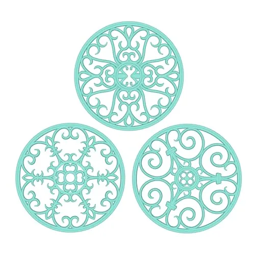 YYI Topfuntersetzer aus Silikon, 20 cm, vielseitig verwendbar, rund, hitzebeständig, rutschfest, flexibel, langlebig, für Geschirr, Theken, Tische, 3er-Set (Grün)