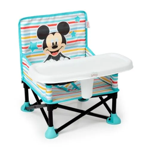Bright Starts Tischsitz MICKEY MOUSE Pop ‘N Sit™ Portable Booster Seat - Tischsitz für Kinder ab 6 Monaten, praktisch zusammenklappbar und mit Tragetasche. Ideal für unterwegs, belastbar bis 15 kg.