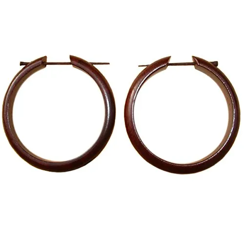 ISLAND PIERCINGS Ohrringe Kreolen 4cm im Piercing Design Holz Handarbeit ER033