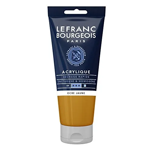 Lefranc Bourgeois 300473 Fine Acrylfarbe - Gelber Ocker, 80ml Tube, cremige Acrylfarbe auf Wasserbasis, schnell trocknend, lichtecht, wasserfest
