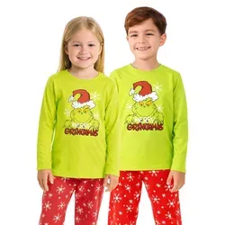 United Labels® Schlafanzug The Grinch Schlafanzug Pyjama Set Langarm Oberteil mit Hose bunt 110-116