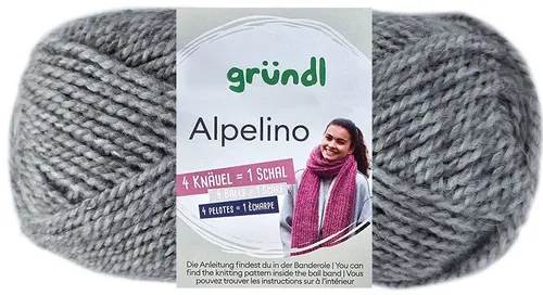 Gründl 100 Gramm Gründl Alpelino 06 silbergrau-meliert Häkelwolle