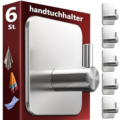 Menz Handtuchhaken ohne Bohren, 6 Stück in silber von Menz