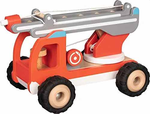 Gollnest & Kiesel 55877 Camión Bomberos de Escalera - Lastwagen für Kinder, umweltfreundliches Holzspielzeug mit leisen Gummirädern für stundenlangen Spielspaß.