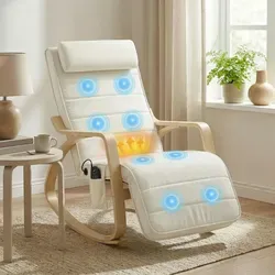 HOMCOM Schaukelstuhl mit Massagefunktion und verstellbarer Fußstütze - Entspannen Sie stilvoll mit diesem eleganten Schaukelstuhl. Die integrierte Massagefunktion mit verschiedenen Intensitäten und die verstellbare Fußstütze bieten individuellen Komfort. Ideal für Ihr Wohnzimmer oder Schlafzimmer.