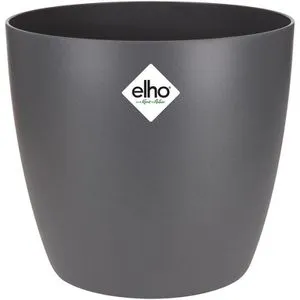elho Brussels Rund Übertopf, anthrazit, Ø 22 x 21 cm, aus Kunststoff, für innen