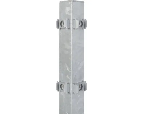 Eckpfosten ALBERTS Klemmlasche für Doppelstabmatte 6 x 6 x 175 cm - Gartenzäune, feuerverzinkter Metallpfosten für langlebige Stabilität und einfache Montage.