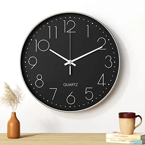 Mesybveo Wanduhr, 30 cm, leises Quarzwerk, modernes minimalistisches Design