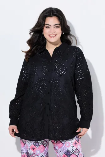 Angel of Style Hemdbluse Bluse A-Linie Lochstickerei Langarm