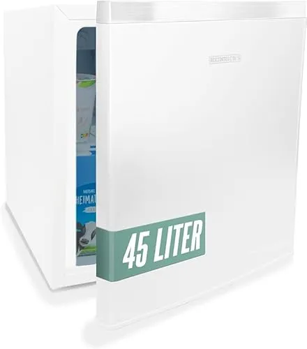 HEINRICHS Mini Kühlschrank 45L - Kompakt und leise - Mini-Kühlschrank 45L mit separatem Kühlfach, ideal für Büro, Camping und Garten. Leise im Betrieb (39db) und platzsparend.
