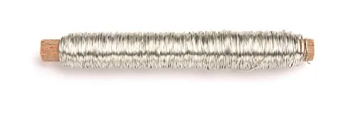 GLOREX 6 2220 042 - Wickeldraht, 0,5 mm x 50 m (100 g), silberfarben, zum Basteln und zum Binden von Gestecken und Kränzen