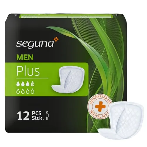 SEGUNA MEN Plus, Inkontinenzeinlagen für Männer, Inkontinenz Slipeinlagen, Hygiene-Einlagen bei leichter Blasenschwäche (Beutel (12 Stück))