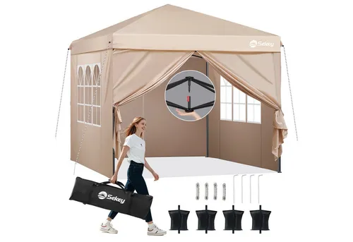 Sekey Faltpavillon 3x3 mit 4 Seitenwänden in beige von Sekey