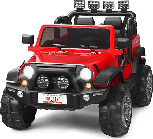 GOPLUS 2-Sitzer Kinder Elektroauto – Roter 12V Elektro-LKW mit Fernbedienung - Das GOPLUS Elektroauto bietet zwei Fahrmodi für maximalen Spaß! Mit Sicherheitsgurten, abschließbaren Türen und rutschfesten Rädern ist es ideal für Kinder von 3-8 Jahren. Perfekt als Geschenk!