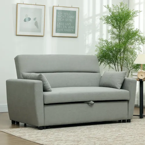 HOMCOM Schlafsofa, 2-Sitzer Sofa mit Schlaffunktion, Verstellbare Rückenlehne