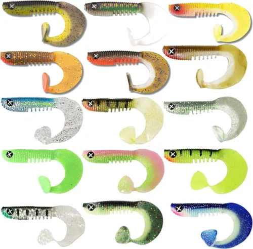 Monkey Lures 10cm Curly Lui Jig - 5 Gummifische, Monkey Lures Farbe:Chainsaw Cheesecake