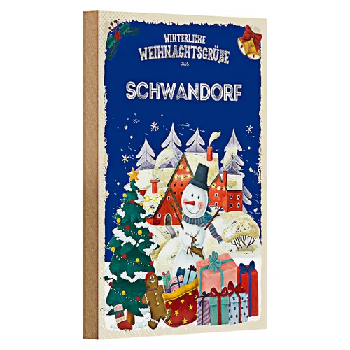 Holzschild Weihnachtsgrüße SCHWANDORF 18x12cm