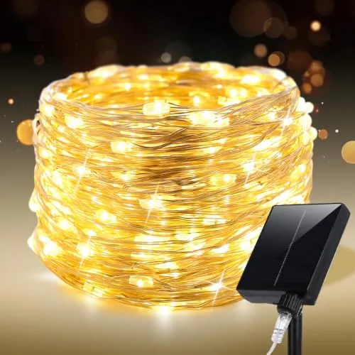 ZELUXDOT Solar Lichterkette Außen 30 m, 300 LEDs, warmweiß, wasserdicht, solarbetrieben, 8 Modi, mit Timer – für Garten, Terrasse, Baum, Hochzeit, Weihnachten, Deko im Freien