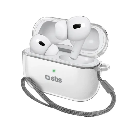 Produktbild SBS TPU Schutzhülle für AirPods Pro/Pro 2 mit Metallclip, transparent