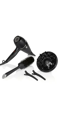 GHD Haartrockner ghd Air Kit Schwarz - Professioneller Haartrockner mit Ionen-Technologie für glänzendes Haar. Inklusive 2 Düsen für präzise Stylings und Überhitzungsschutz für Sicherheit beim Föhnen.