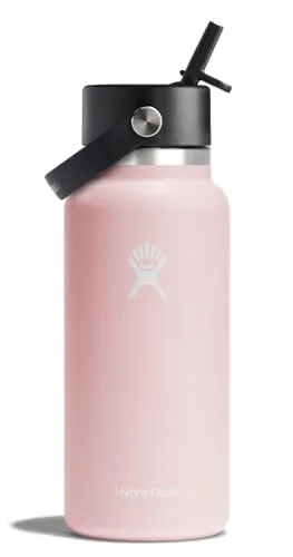 HYDRO FLASK - Wide Mouth - Trinkflasche 946ml (32oz) mit Strohdeckel - Vakuumisolierte, Wiederverwendbare Flasche aus Edelstahl - Auslaufsicherer Deckel - Größe Öffnung - Trillium