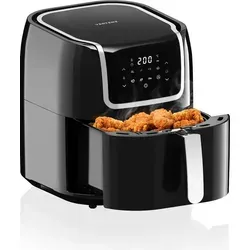 VERTENZ Taste 70 | Kompakte Heißluftfritteuse Airfryer XXL 7.7 Liter | 8 Automatische Menüs | 1800 W | LED-Touchscreen | Ohne Öl | 200°C | Schwarz - Schwarz