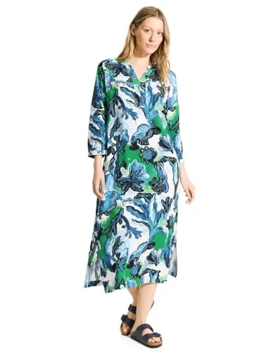 CECIL Midikleid mit Print - Freizeitkleid für Damen aus leichter Viskose, mit geschlitztem Rundhals, 3/4-Ärmeln und praktischen Eingrifftaschen - perfekt für warme Sommertage!