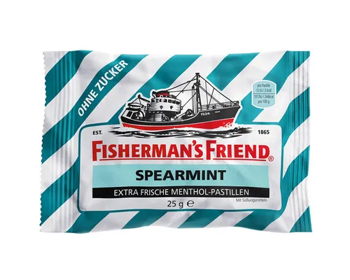 FISHERMAN'S FRIEND Süßigkeit, Fishermans Friend Spearmint frische Menthol Pastillen ohne Zucker 25g