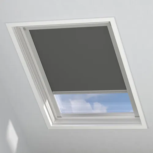 Dachfensterrollo Verdunklungsrollo Dunkelgrau - 100% Verdunkelnd, Einfache Montage für VELUX - Optimales Verdunkeln für Dachzimmer mit diesem hochwertigen Rollo, das auf VELUX-Fenster passt. Die Thermobeschichtung sorgt für angenehme Temperaturen, während die einfache Montage schnell und unkompliziert erfolgt.
