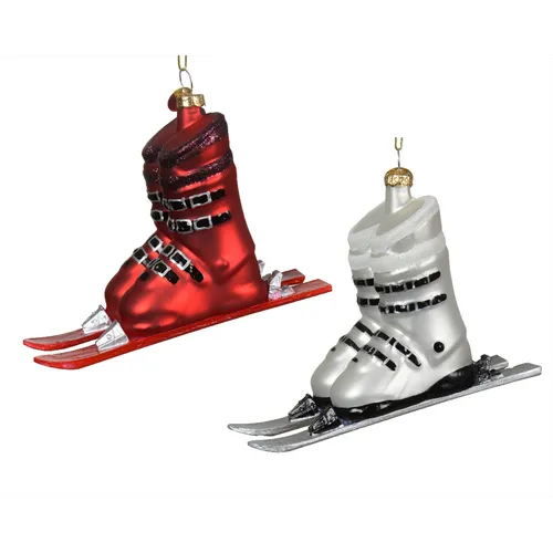Weihnachtskugel 'Ski und Skischuh' -  Christbaum-Hänger, L.5.4cm B.12.6cm H.9.2c