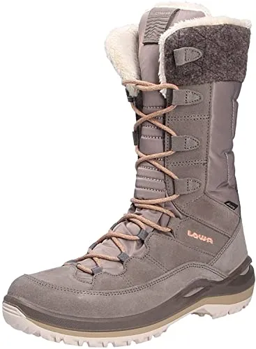 Lowa Winterstiefel Alba III GTX - Wasserdichte Damenstiefel in nelkenbraun/aprikose - Wanderschuhe mit strapazierfähigem Veloursleder und warmem GORE-TEX-Partelana-Futter, ideal für kaltes Wetter. Leichter Einstieg durch seitlichen Reißverschluss.