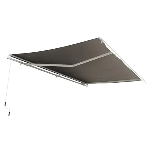 Outsunny Kassettenmarkise 495x300cm - Grau - Außenanbau mit optimalem Schattenspender, manuell oder elektrisch bedienbar und ideal für Balkon, Terrasse oder Fensterbereiche.