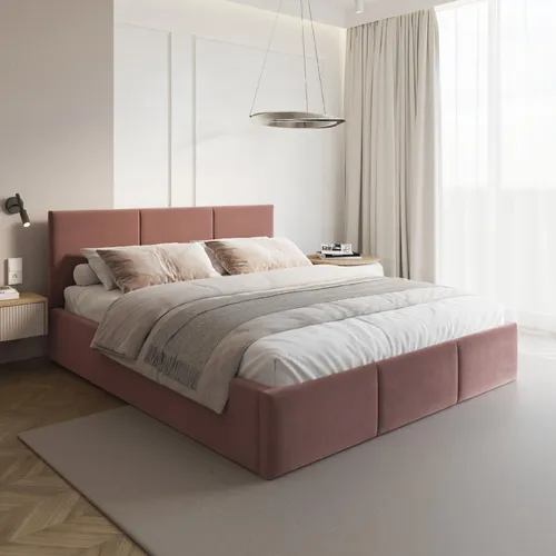 FDM Bett AMBER Paris 140x200 cm – Polsterbett mit Stauraum in Lila