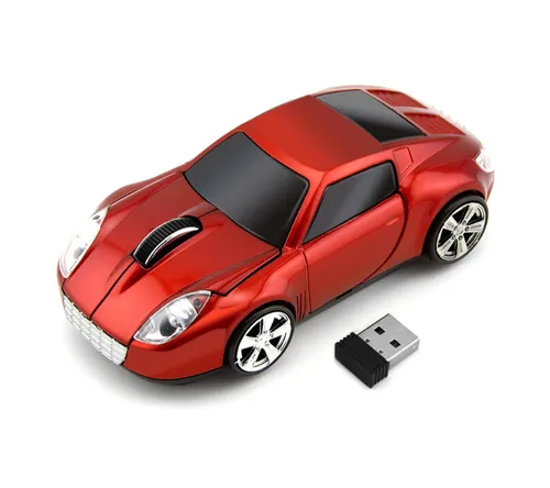 Kabellose Maus, Sportwagen Design, 2.4 GHz via Nano-USB-Empfänger, rot
