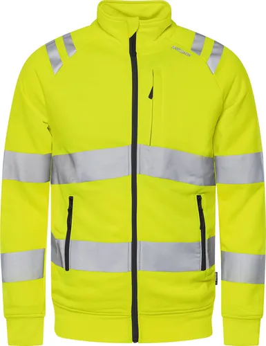 HI VIS Sweatjacke 301024-130 Gr.2XL Gelb - Arbeits- & Schutzkleidung aus 100% recyceltem Material mit reflektierenden Stretch-Transfers und hohem UV-Schutz (UPF 40+). Ideal für Sichtbarkeit und Komfort bei der Arbeit.