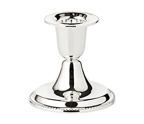 EDZARD Kerzenständer Perla (H 7 cm) edel versilbert - Kerzenhalter zur Tischdeko, Dekoration - Kerzenleuchter für Stabkerzen, Lange Kerzen in Silber, Kerzen Deko anlaufgeschützt