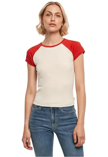 Urban Classics Damen Organic Stretch Retro Baseball Tee - Stylisches Retro T-Shirt aus Bio-Baumwolle und Elasthan, ideal für den täglichen Gebrauch. Mit farblich abgesetzten Raglanärmeln und Rundhalsausschnitt für einen modernen Look.