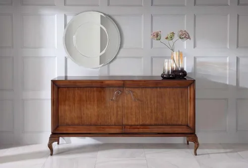 Luxuriöses Braunes Sideboard aus Holz für Wohnzimmer - Elegantes Sideboard mit Art-déco-Stil, ideal für Ihr Esszimmer oder Wohnzimmer. Maße: 187 x 52 x 95 cm. Hochwertige Verarbeitung und zeitloses Design für eine stilvolle Einrichtung.